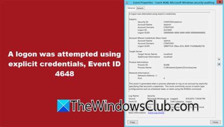 A logon was attempted using explicit credentials. event ID 4648