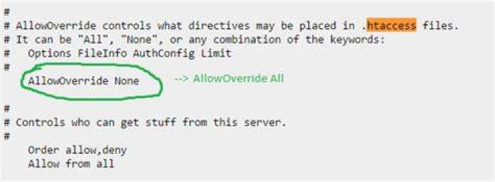 AllowOverride not allowed here