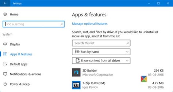Apps & features