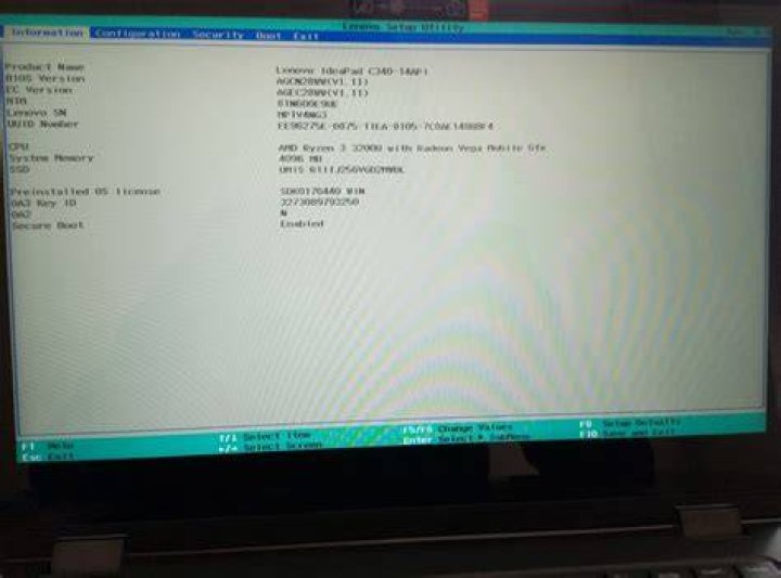 BIOS screen