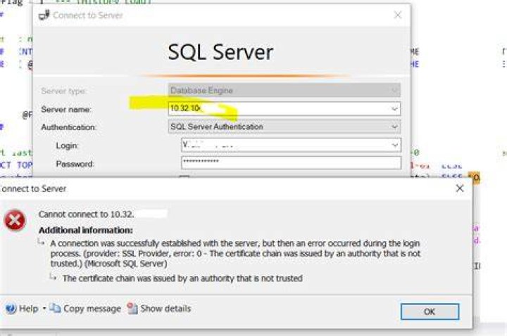 Certificate error when connecting to SQL Server