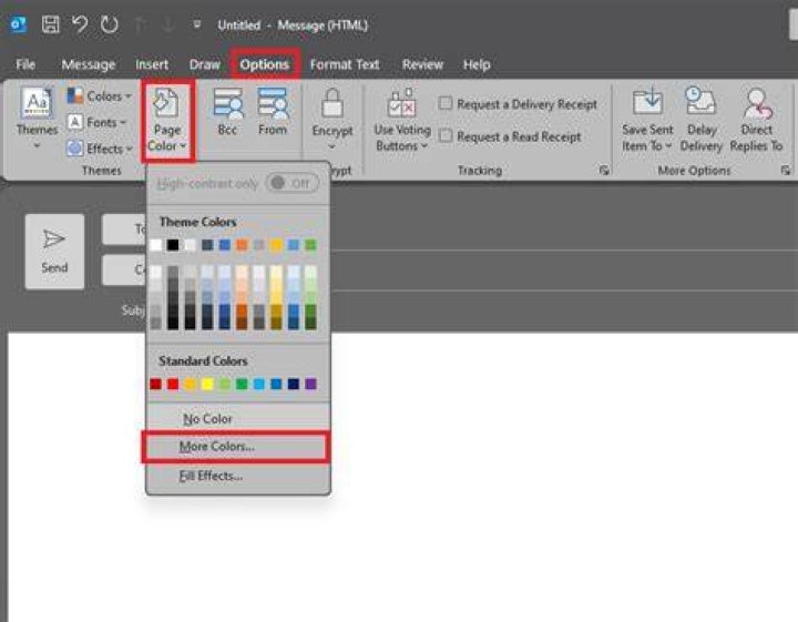 Changing background color in Outlook