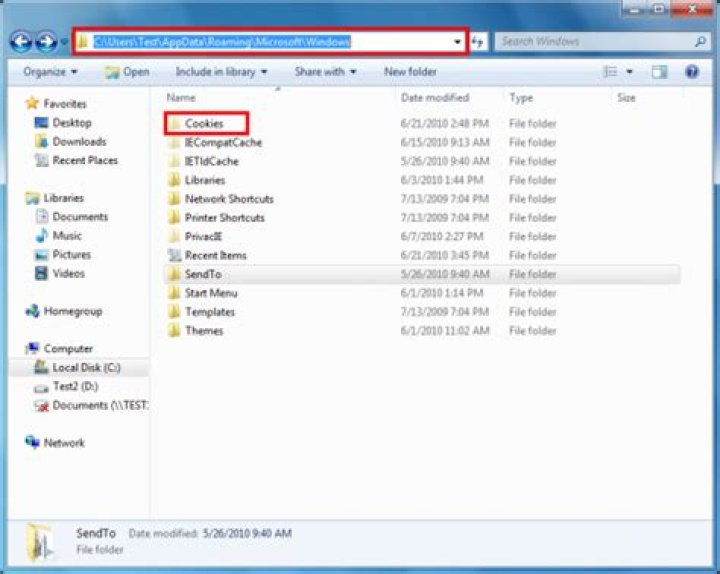 Chrome cookies folder in Windows 7