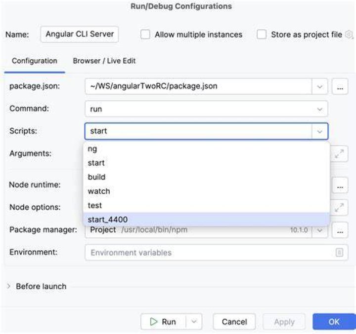 code npm package debug options