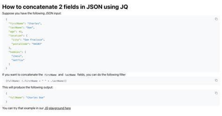 Concat 2 fields in JSON using jq