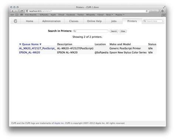 CUPS screenshot