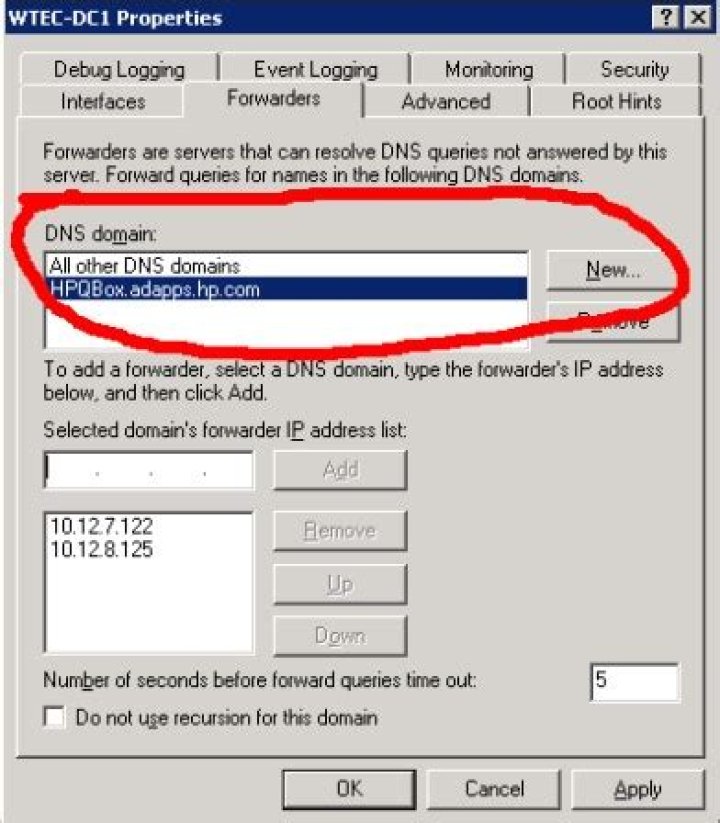 DNS Server Properties