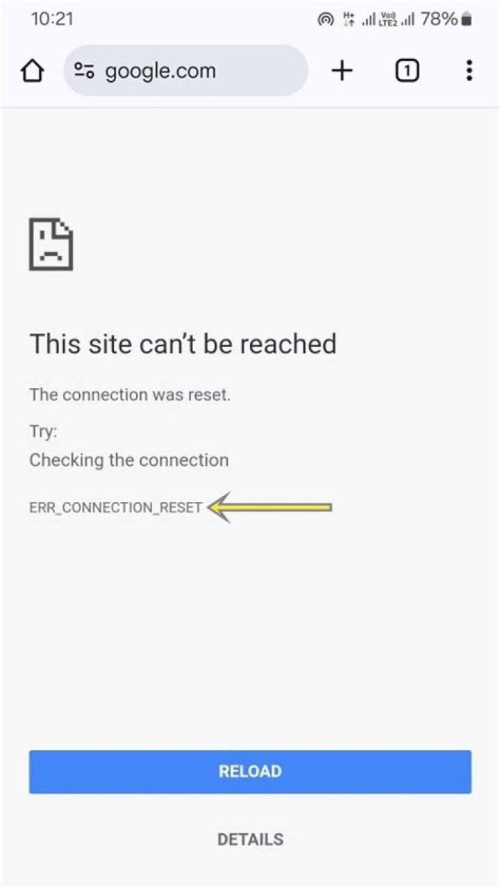 ERR_CONNECTION_RESET on Android mobile connection