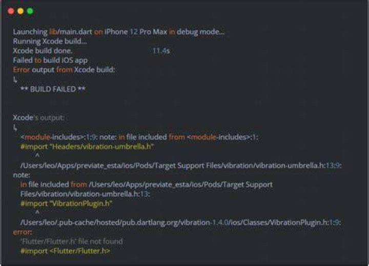 error: 'Flutter/Flutter.h' file not found when flutter run on iOS