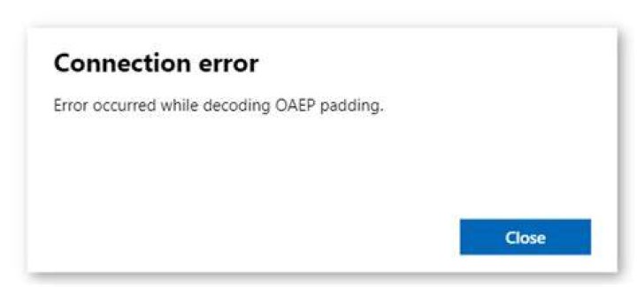 Error occurred while decoding OAEP padding