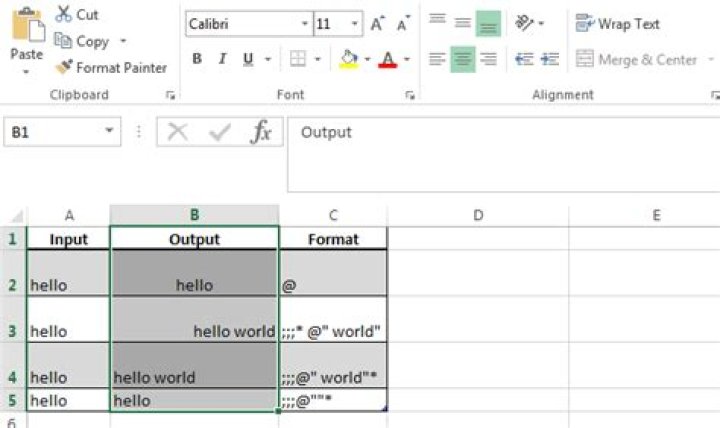 Excel text alignment with custom formatting