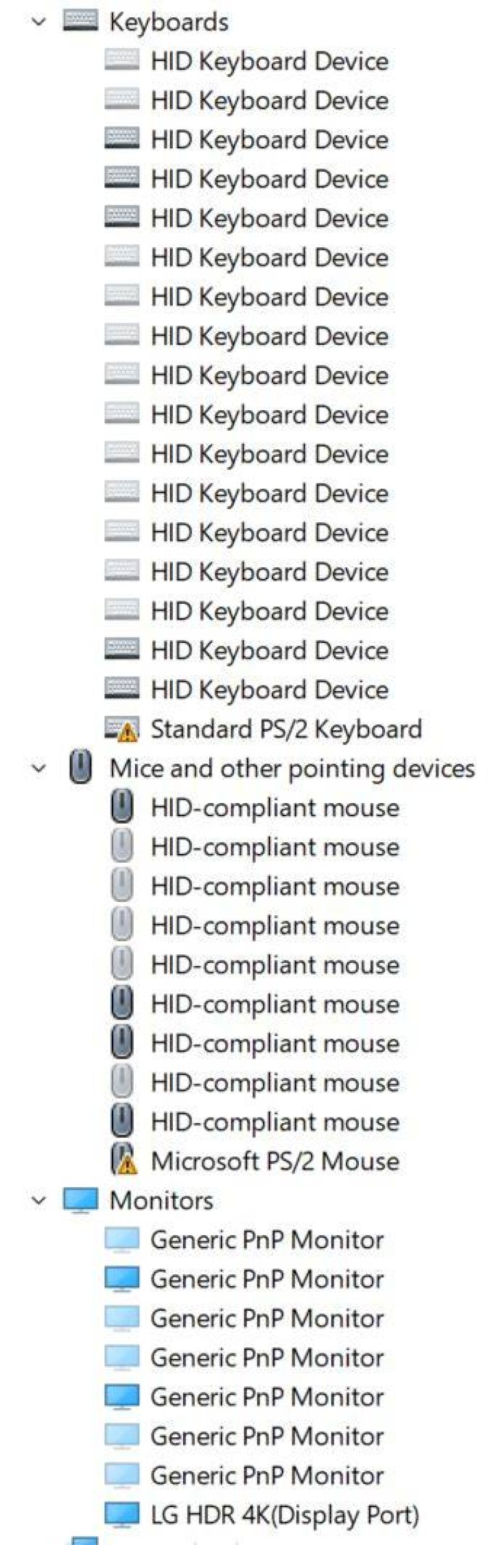 Four different HID Keyboard Device in Device Manager?