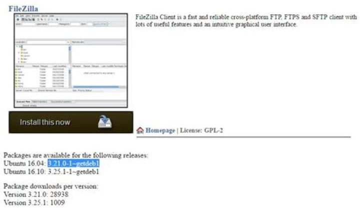 GetDeb Filezilla