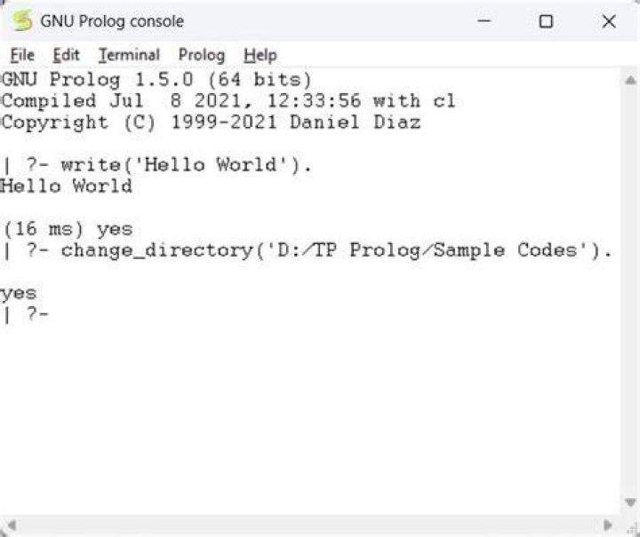 Hello world in Prolog