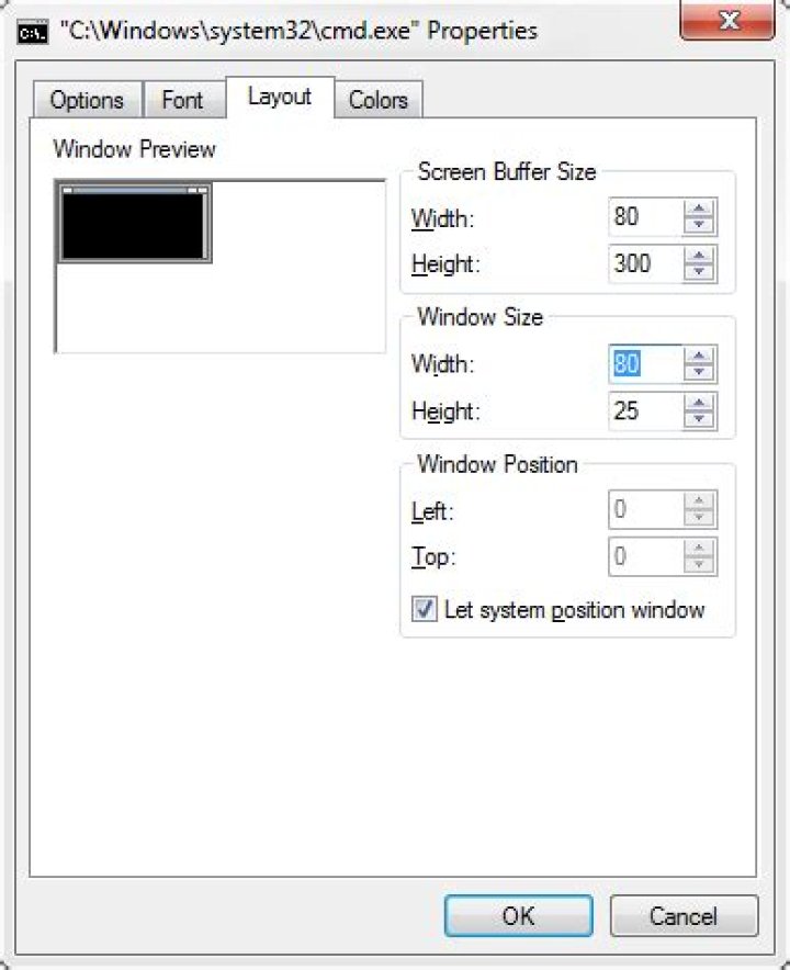 How can I widen the Windows 7 Command Prompt window?