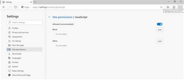 How do I disable JavaScript in Microsoft Edge?