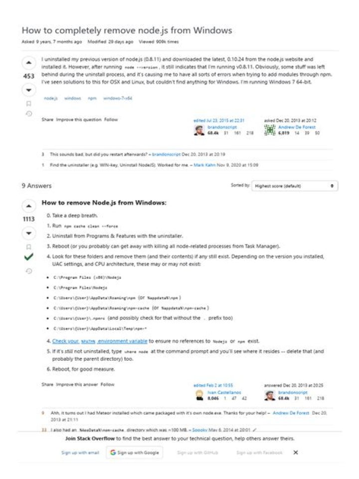 How to completely remove node.js from Windows