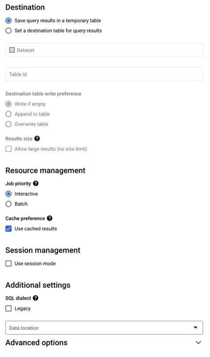 How to create temporary table in Google BigQuery