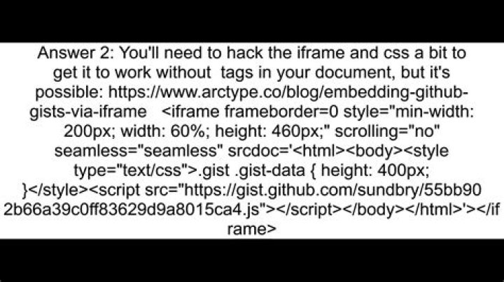 Is there a way to embed github code into an iframe?