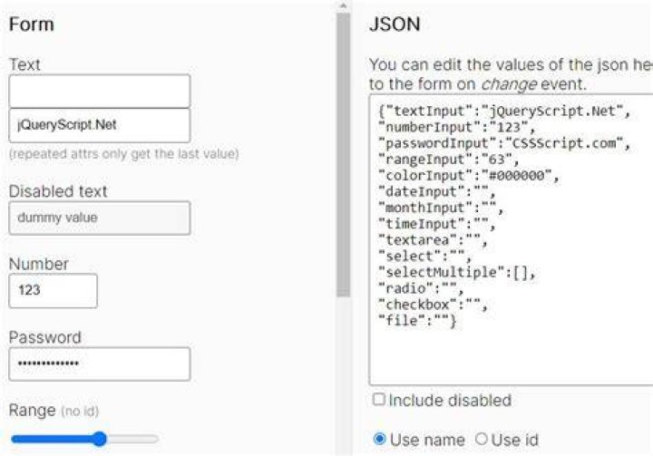 jquery get all input from specific form
