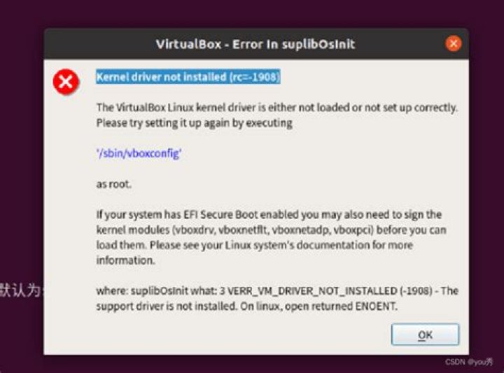 Kernel driver not installed (rc=-1908) on Fedora 32