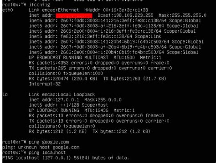 Linux Web Server Cannot ping localhost or anything on the internet