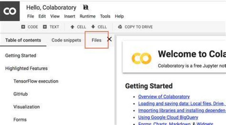 Load local data files to Colaboratory