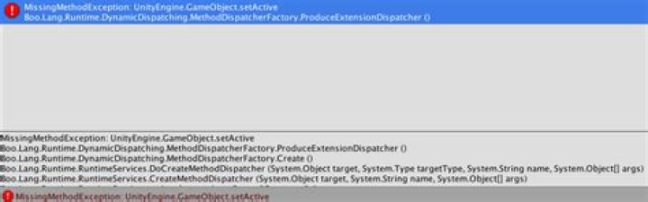 MissingMethodException : UnityEngine.GameObject.setActive
