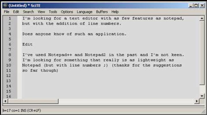 Notepad with line numbers