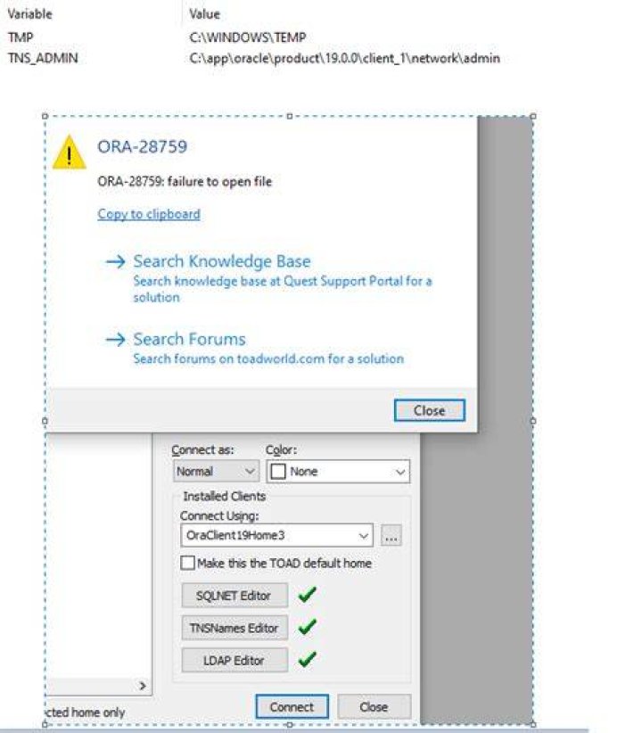 Oracle error 
