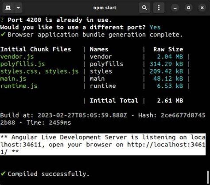 Pid for port 4200