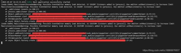possible EventEmitter memory leak detected