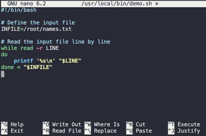 Process each line of a file in bash