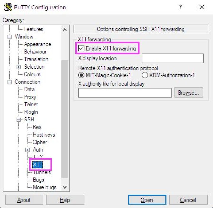 Putty->Cygwin X11 Forwarding “Can't open display” Error