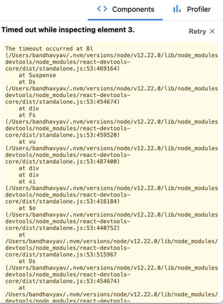react-devtools : Timeout unable to inspect element