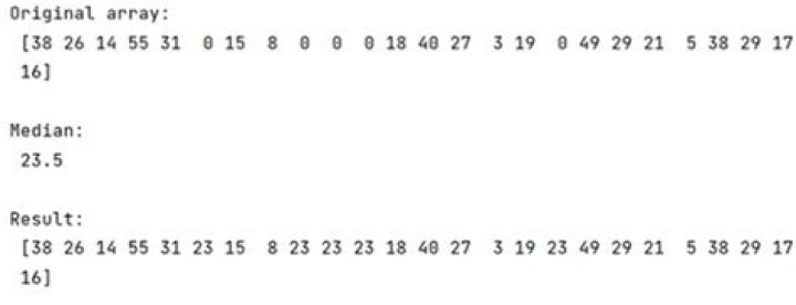 replace zeroes in numpy array with the median value