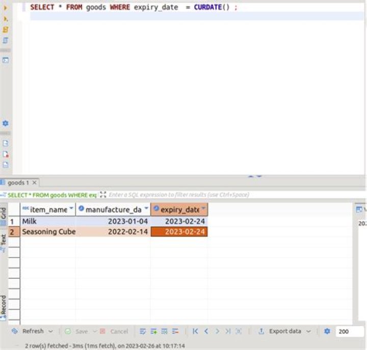 SQL How to display data before a certain date