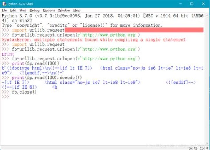 SyntaxError: multiple statements found while compiling a single statement