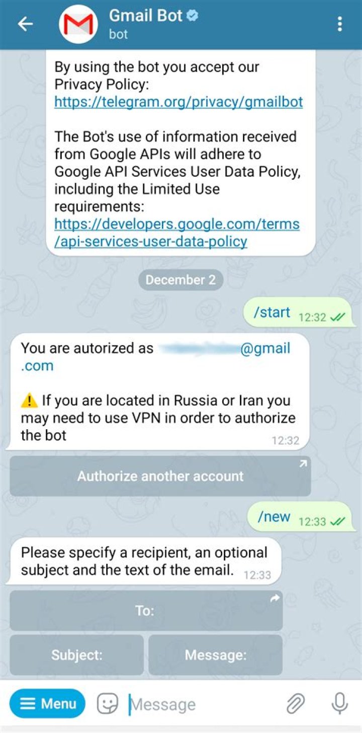 telegram web app for bots object is not contain user data