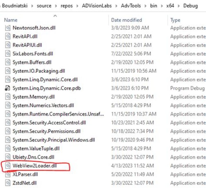 The loader .dll is in the .exe folder of the application