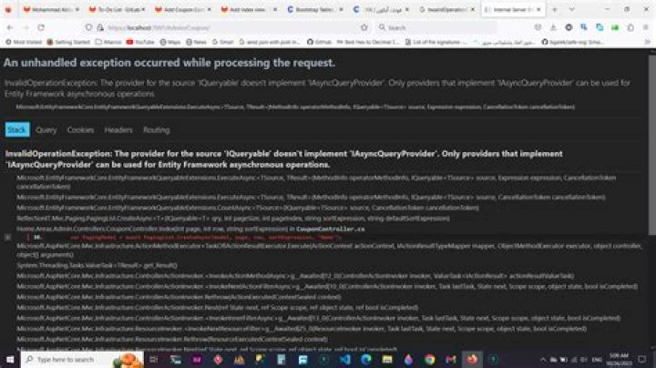 The provider for the source IQueryable doesn't implement IAsyncQueryProvider