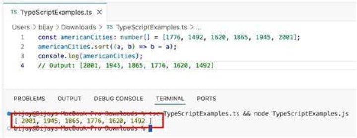 TypeScript sorting an array