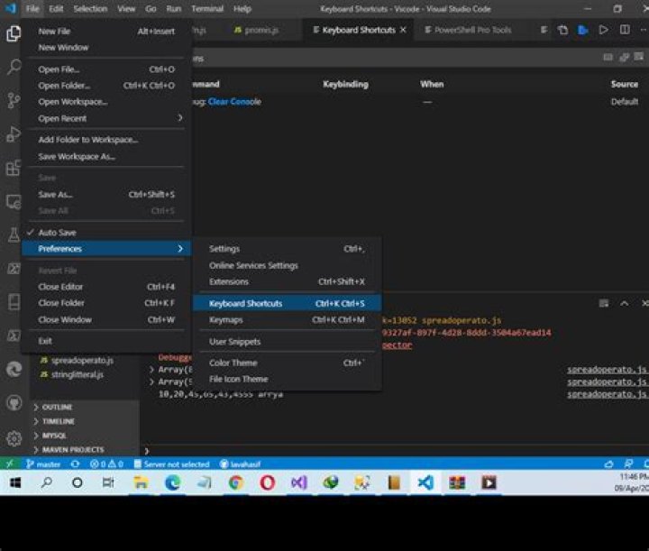 VS Code: what is the keyboard short cut to clear debug console