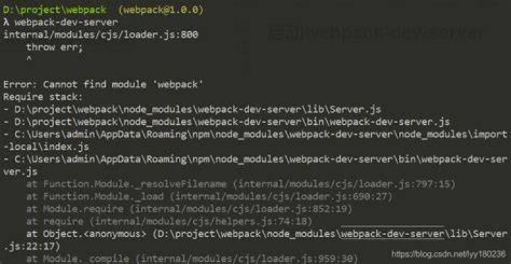 webpack-dev-server Cannot find module 'webpack'