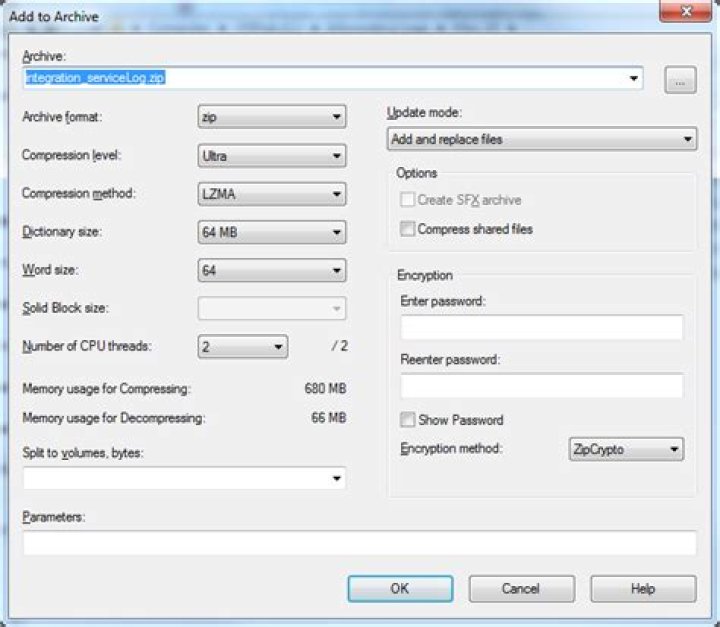 What are the best options to use when compressing files using 7 Zip?