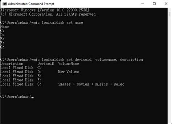What is the difference between properties `Name`, `Caption` and `DeviceID` (when executing `wmic LogicalDisk`)?