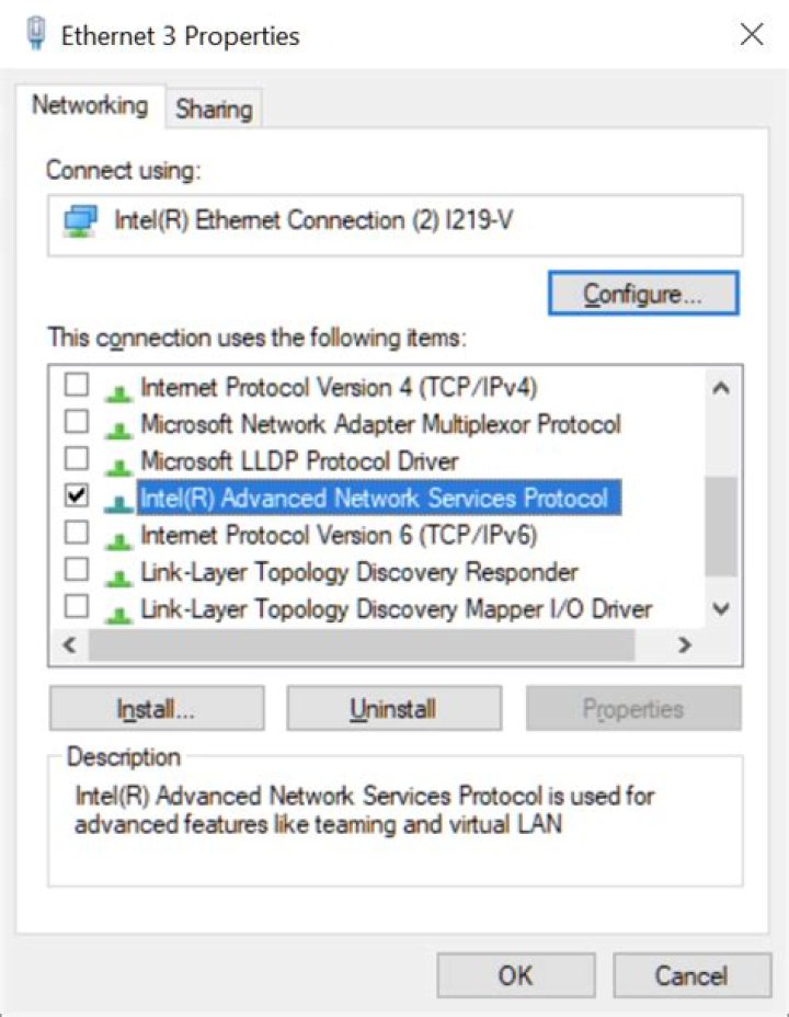 Why are my Intel VLAN virtual NICs stuck in a disabled state?