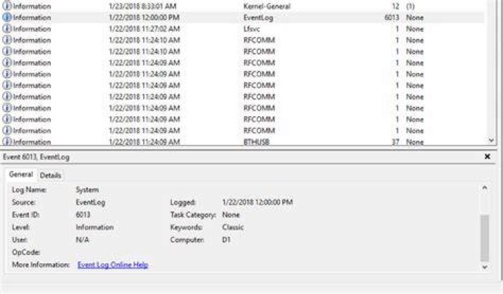 windows based PC freeze up after showing event ID 6013
