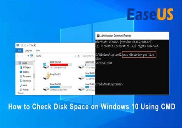 Windows Command line get disk space in GB