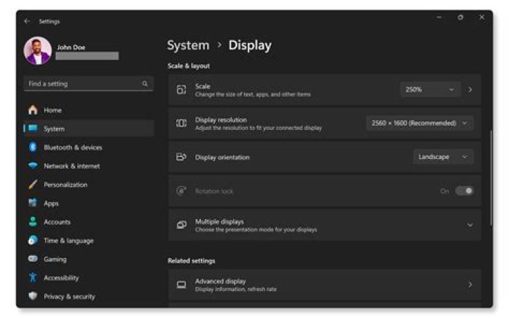 Windows Display Settings